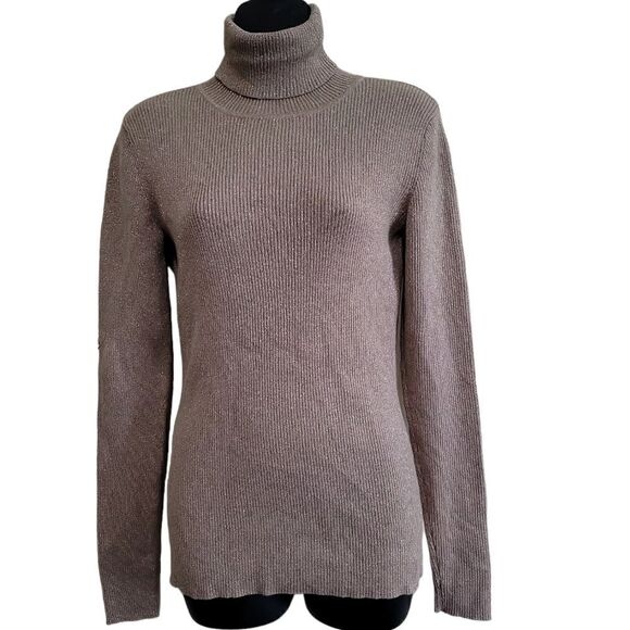 Liz Claiborne Tan and Gold Turtleneck LongSleeve Sweater Sz Small - Picture 4 of 7